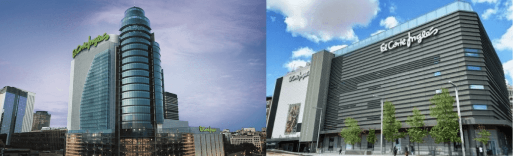 exterior de edificios de El Corte Inglés retail