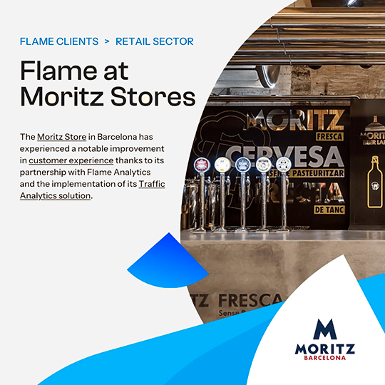 The Moritz Store in Barcelona improves customer experience using Traffic Analytics solutions provided by Flame Analytics